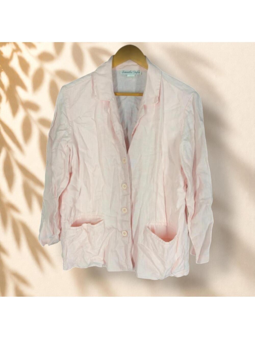 Samantha Taylor Blazer Women M Medium Pink Button Up Collared Long Sleeve Career
